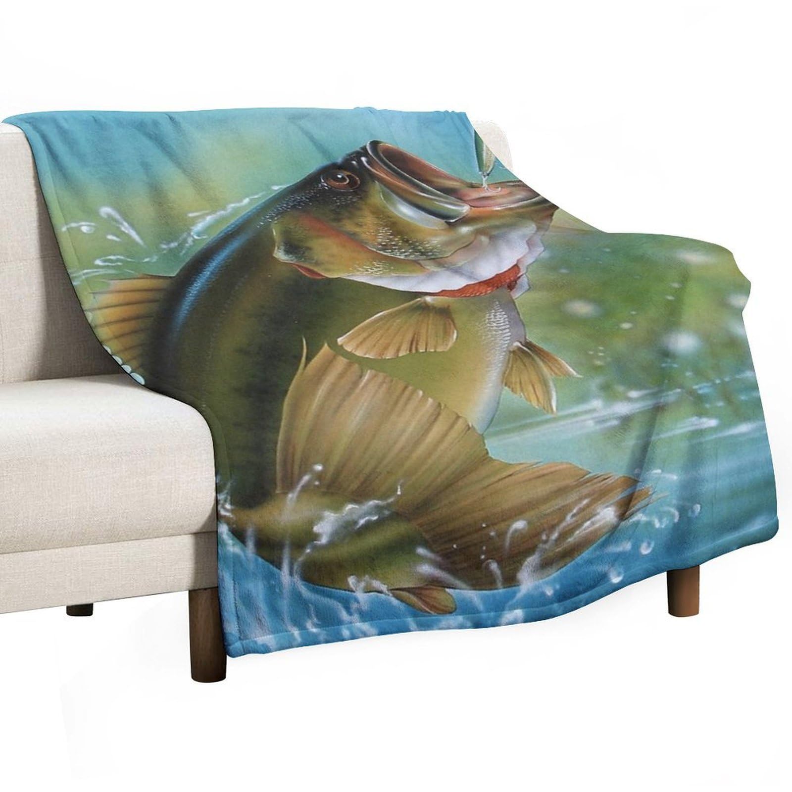 Cgsbngha Style Bass Fishing Flannel Fleece Blanket Lightweight Soft Throw Blankets For Sofa Couch Bed Chair