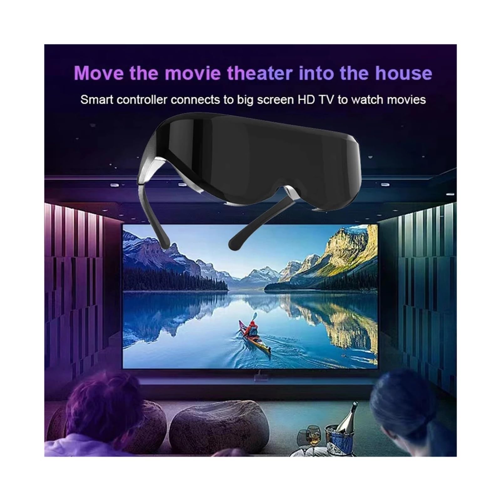 Gafas Inteligentes 3D con Memoria de 256 GB, compatibles con Android, con Pantalla Gigante de 1000 Pulgadas, Auriculares VR con HDMI y Sistema de vídeo Integrado.(Black Color 64GB)