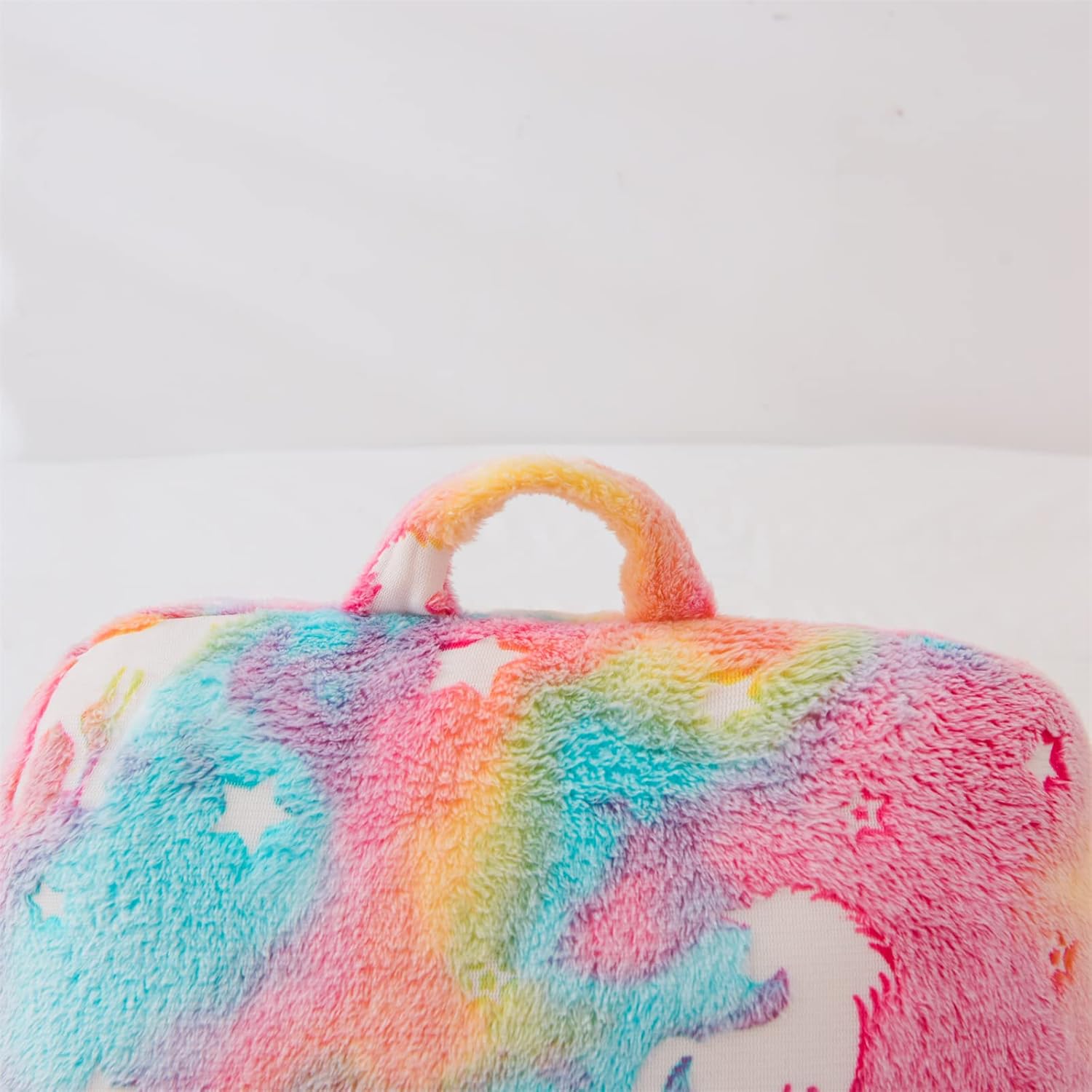 Aimuan Reading Pillow Glow in The Dark Bed Rest Wedge Kids Glow Backrest Pillow Unicorn Print with Arms Back Support for Sitting Up in Bed Cushion, Rainbow - Image 8