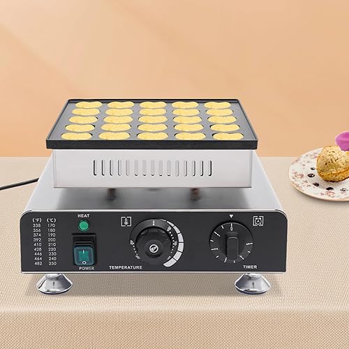 Miniatura 4 de Mini panqueques holandés eléctrico para 25 panqueques en forma de corazón, 900 W, sartén comercial para panqueques, plancha antiadherente, para
