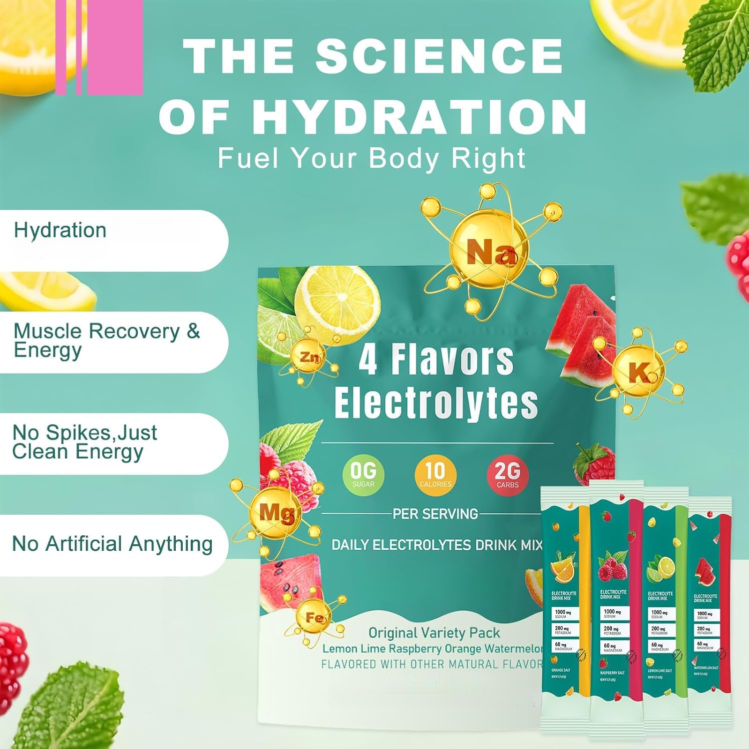 Mélange en poudre électrolytique Hydratation & Récupération | Compatible céto, sans gluten, végétalien, sans OGM, soutien quotidien