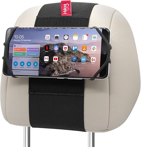Miniatura 9 de Paquete de 2 soportes para reposacabezas de teléfono de automóvil, soporte para reposacabezas de asiento trasero de automóvil para niños, esenciales