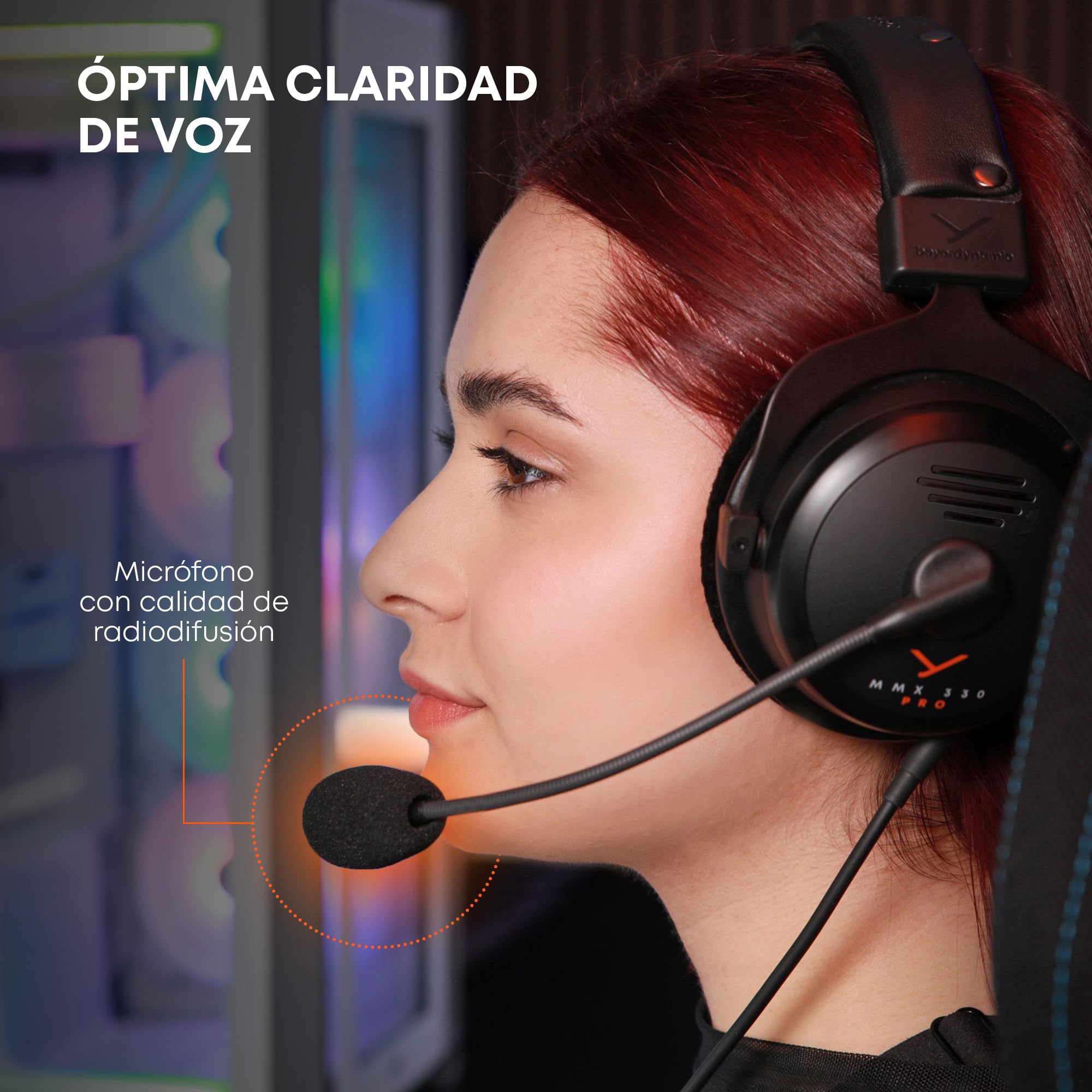 beyerdynamic MMX 330 Pro Auriculares para Juegos con Parte Posterior Abierta, Controladores Stellar.45 y micrófono de Condensador, Auriculares para Juegos con Cable Fabricados en Alemania