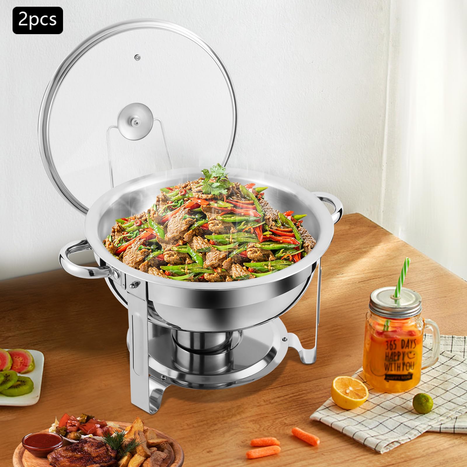 2 scaldavivande Buffetware Chafing Dish Argento con funzione di mantenimento del caldo adatto per buffet feste e alberghi
