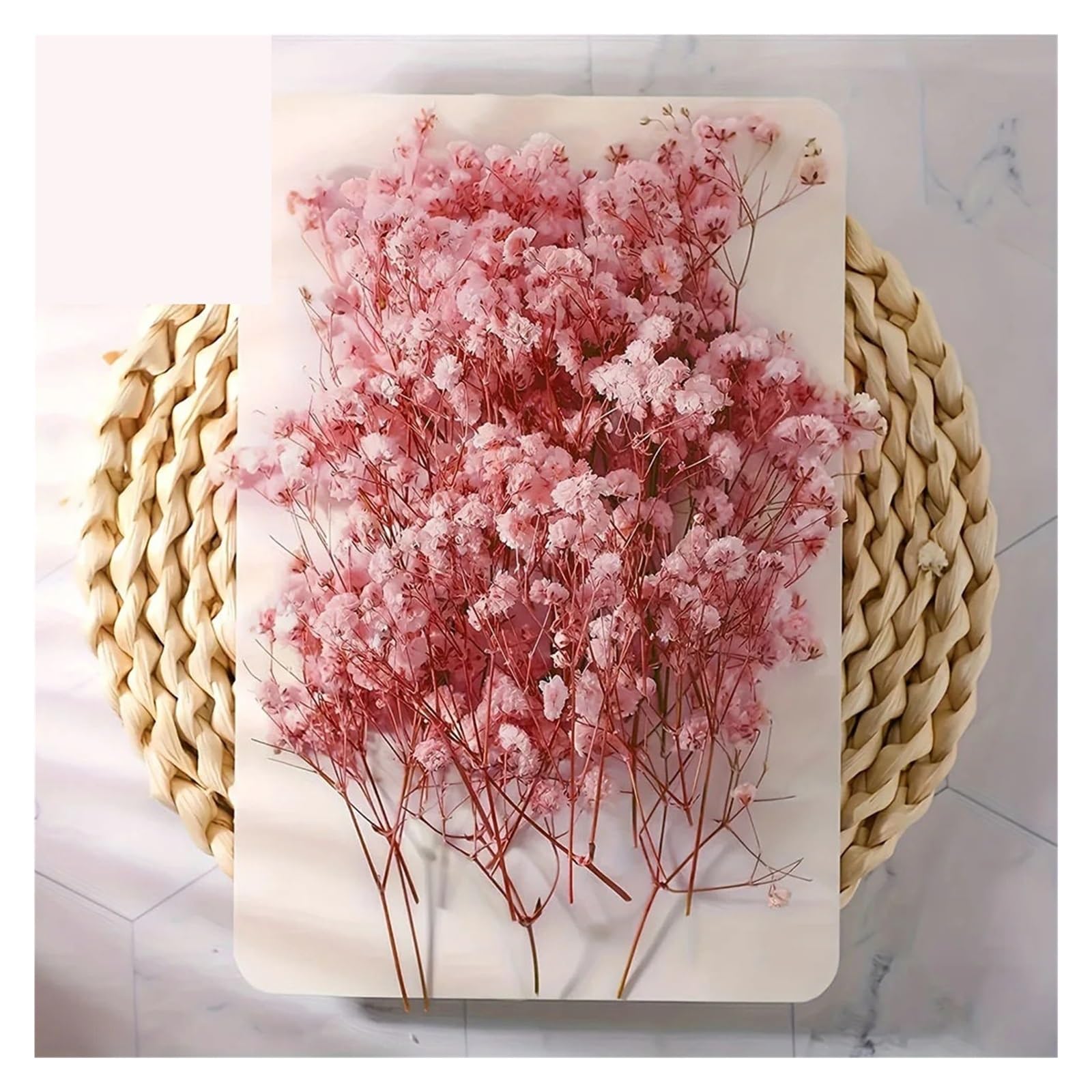 gypsophile séché Fleurs de Souffle bébé séchées à Petites Branches, for la Fabrication Cartes, Artisanat, Mini Bouquet gypsophile, décoration Vases Table Mariage Domicile, 100(Pink with Box)