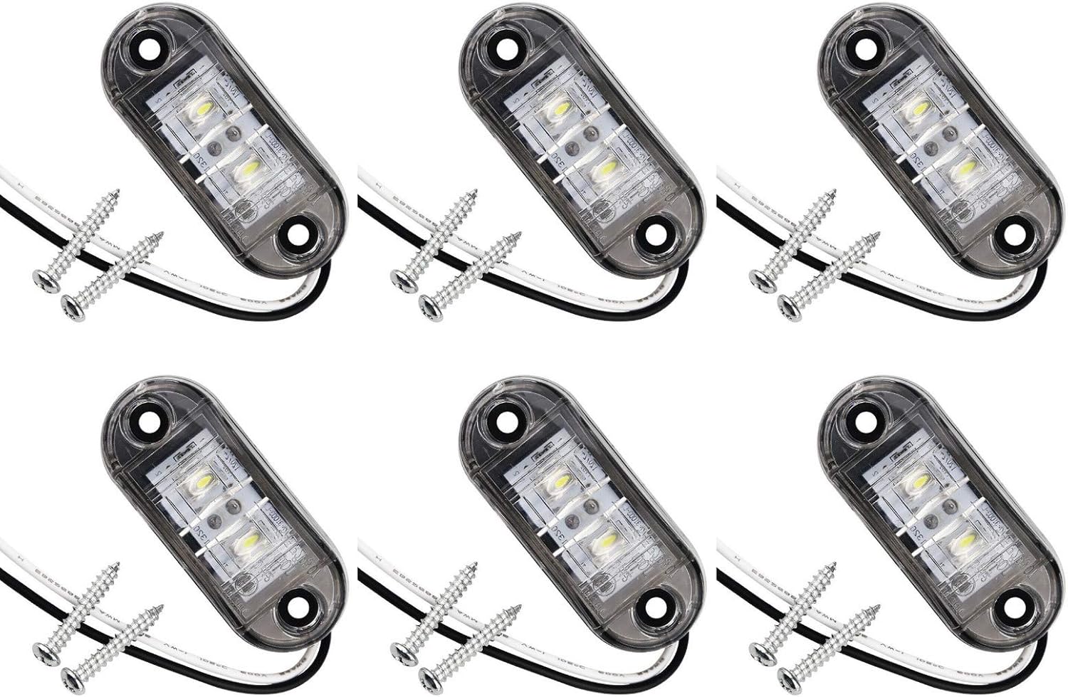 JZK 6 x White LED side marker lights 12V 24V, front indicator light