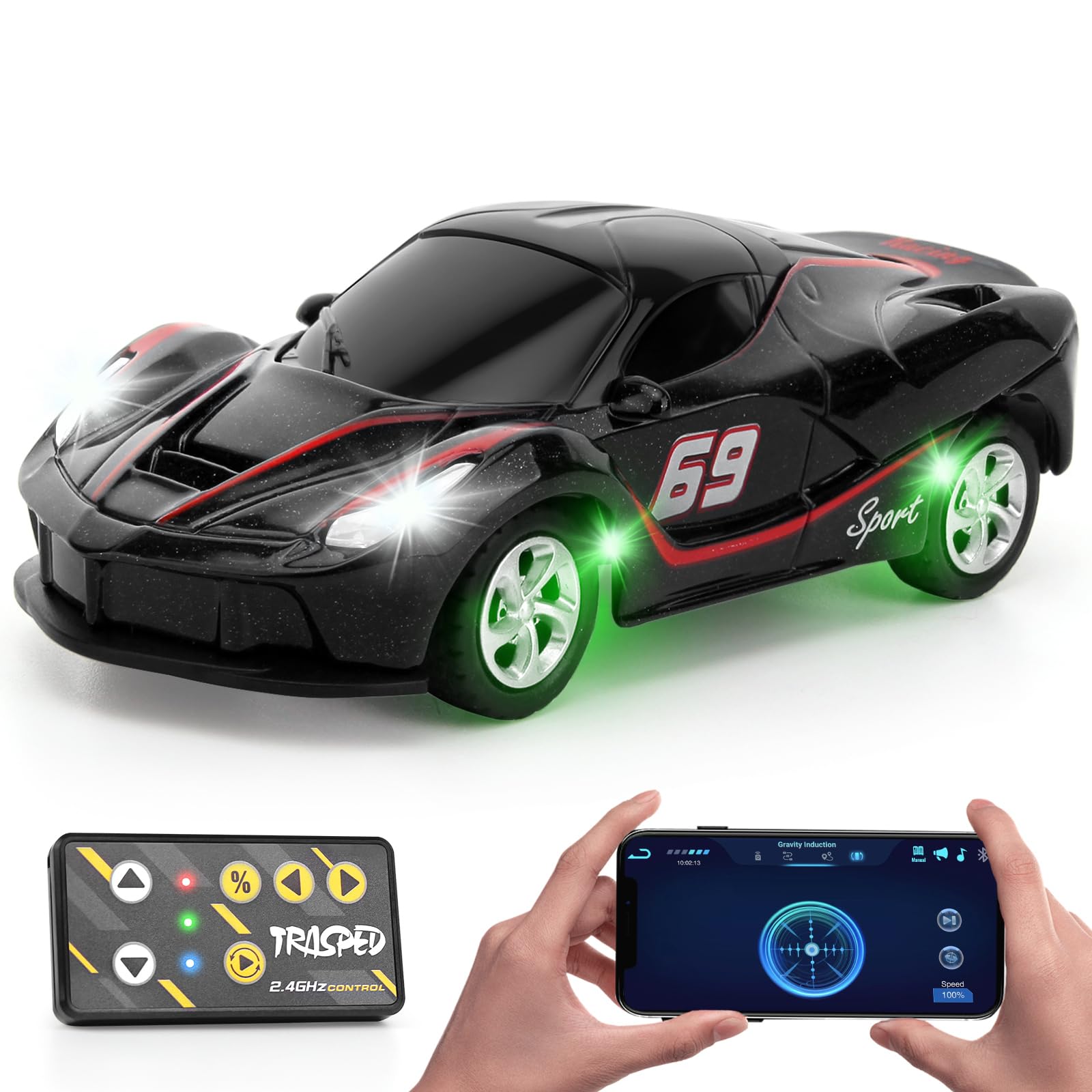 Photo 1 of SASBSC 1/64 Mini Rc Car Toys for Boys Age 4-7 8-12, 2.4GHz Small App & Remote Control Cars with 3 Speed Modes for Kids Adults Rechargeable Desktop Toy Race Sports Car Gifts for Birthday (Black)