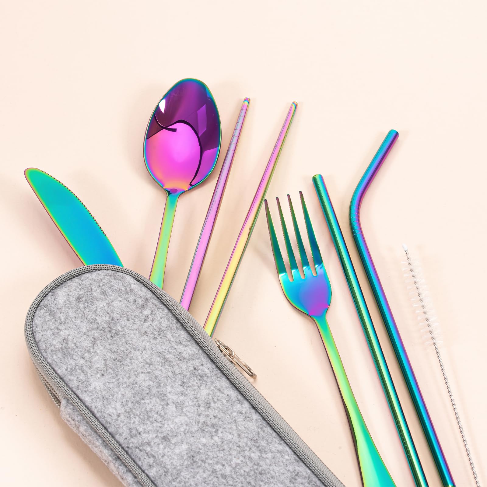 Lattliv Lot De 8 Couverts De Voyage Portables Réutilisables En