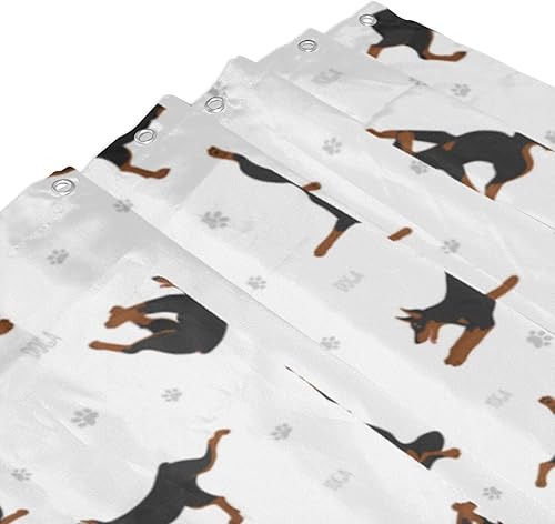 Miniatura 8 de Dog Doberman - Cortina de ducha de plástico de 60 x 72 pulgadas, cortinas de ducha extra largas para baño, juego de cortinas de baño con ganchos,
