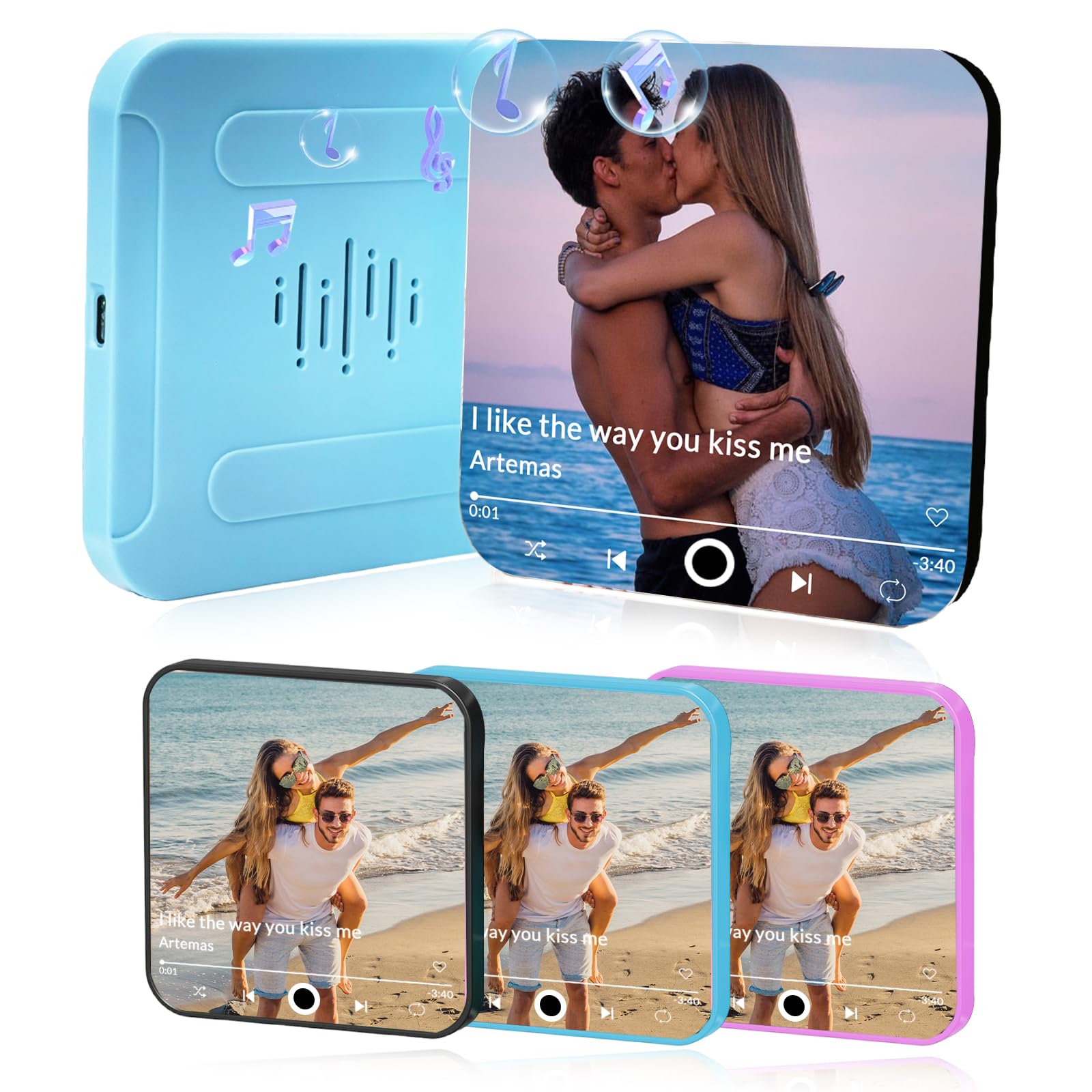 Aaq Neutral/Pastel Custom Fridge Magnets Music - Personalised Spotify Song Refrigerator Magnet With Photo Customised Anniversary For Boyfriend, Girlfriend, Family