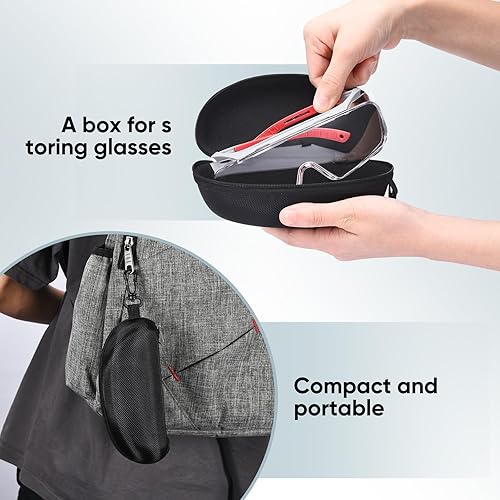 Miniatura 8 de Gafas de seguridad amarillas, gafas de seguridad sobre anteojos, bloqueo de luz azul, gafas protectoras UV, lentes antivaho y antiarañazos,