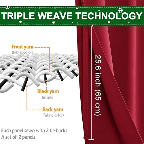 Miniatura 4 de Hiasan Cortinas opacas para dormitorio y sala de estar, bloqueo de luz, paneles de cortina de ventana que reducen el ruido, alzapaños incluidos,