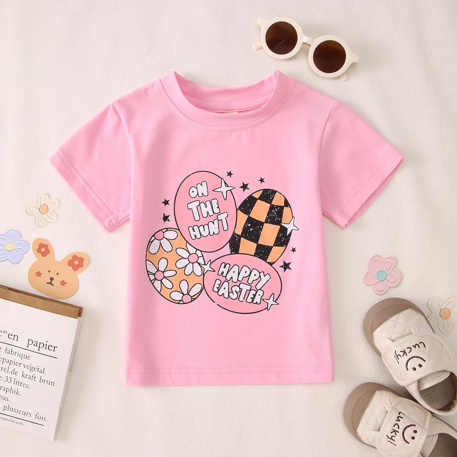 BOUTIKOME Toddler Girls Easter Eggs Shirts Baby Happy Easter T-Shirt Kids Tees Short Sleeve Tops Summer Clothes - Image 5