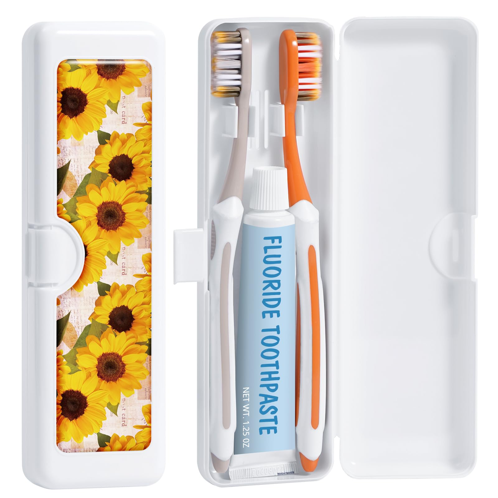 Gerkia Toothbrush Travel Case - Colorful Pattern, Holder and Covers for Toothbrushes, Includes Tongue Scraper Case