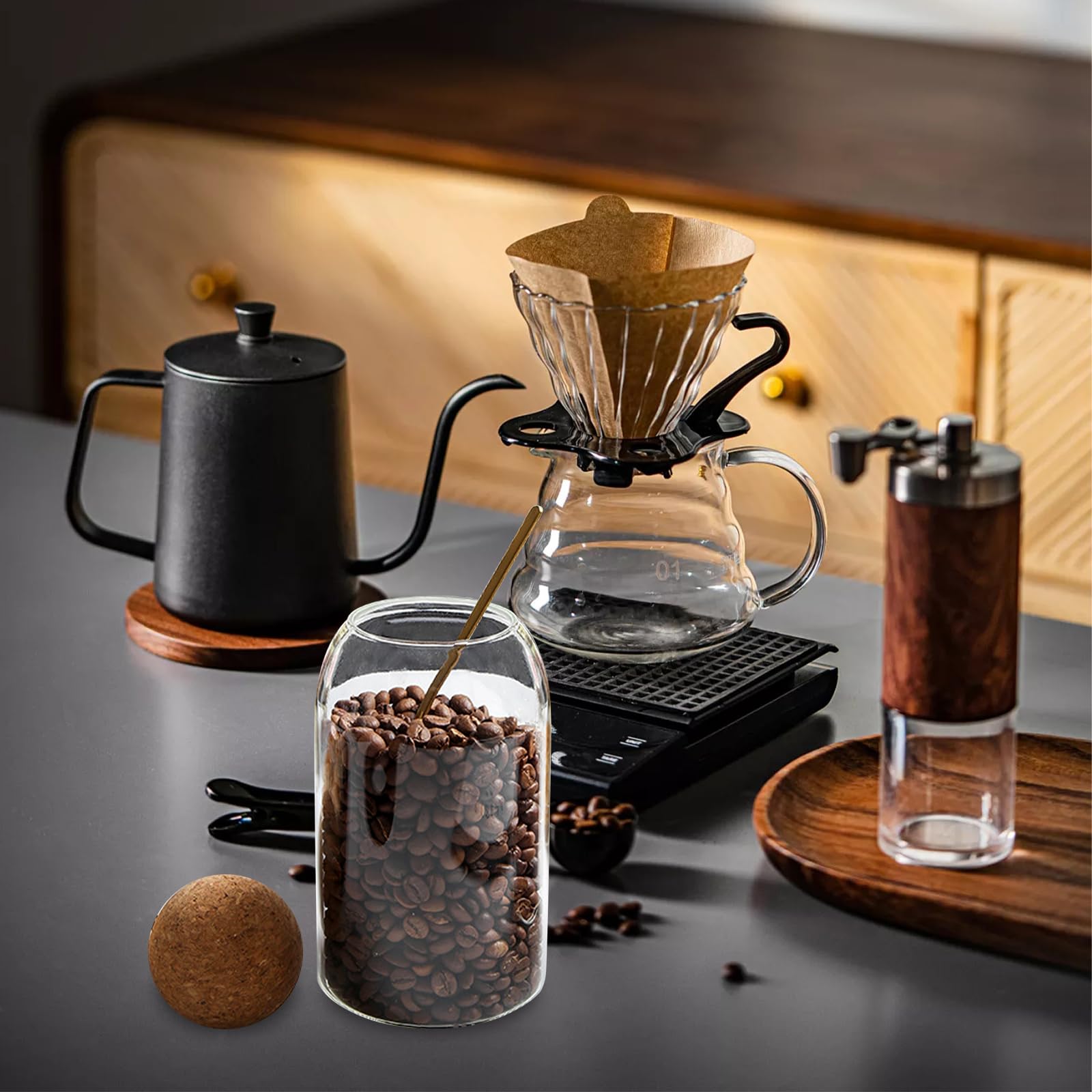 500ml/16.7oz glazen pot voor voedselopslag met houten kurk - lege