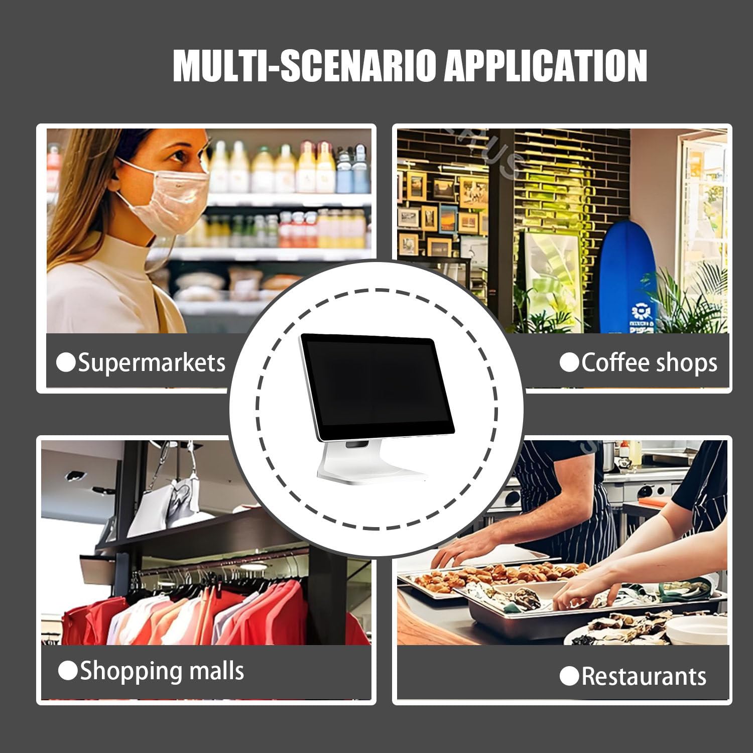 Caisse enregistreuse POS, écran Tactile LCD 15,6 Pouces, Caisse enregistreuse Tout-en-Un, 4 Go de RAM, pour Commerce de détail et Restaurant