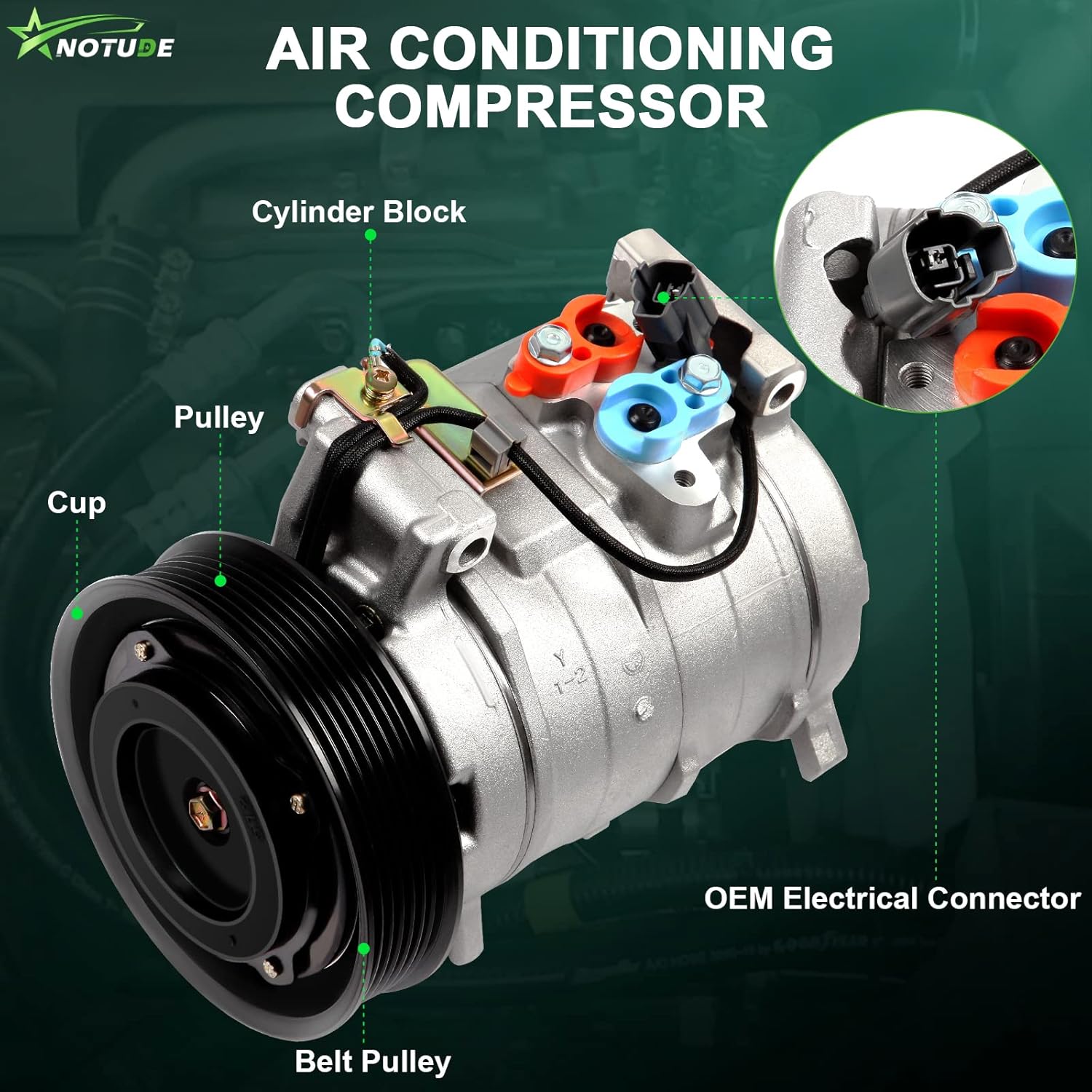 Compressor with Clutch for Acc-ord 2.4L 2003-2007 28003C/10349951 Air Conditioning Compressor 129MM