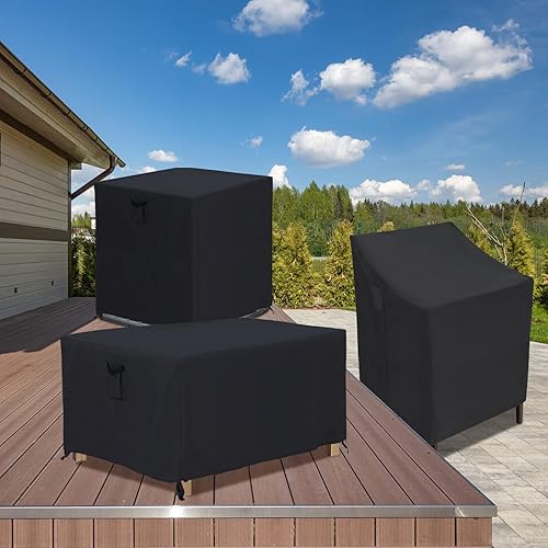 Miniatura 10 de ABCCANOPY Funda de asiento apilable para muebles, funda impermeable para silla al aire libre, resistente al viento y al polvo, resistente al