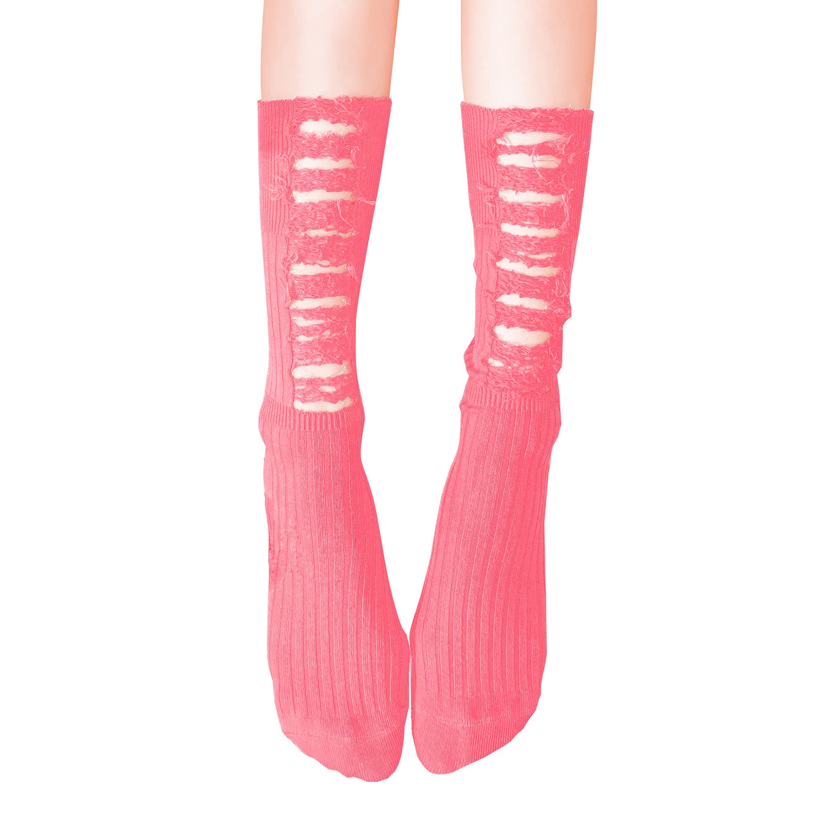 Women's Ripped Destroyed Socks Colorful Combed Cotton Fun Personality Fashion Unisex Calf High Socks