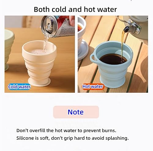 Miniatura 6 de Taza de agua de silicona plegable reutilizable, taza portátil de picnic para aperitivos, taza de viaje extensible de tamaño bolsillo, tazas