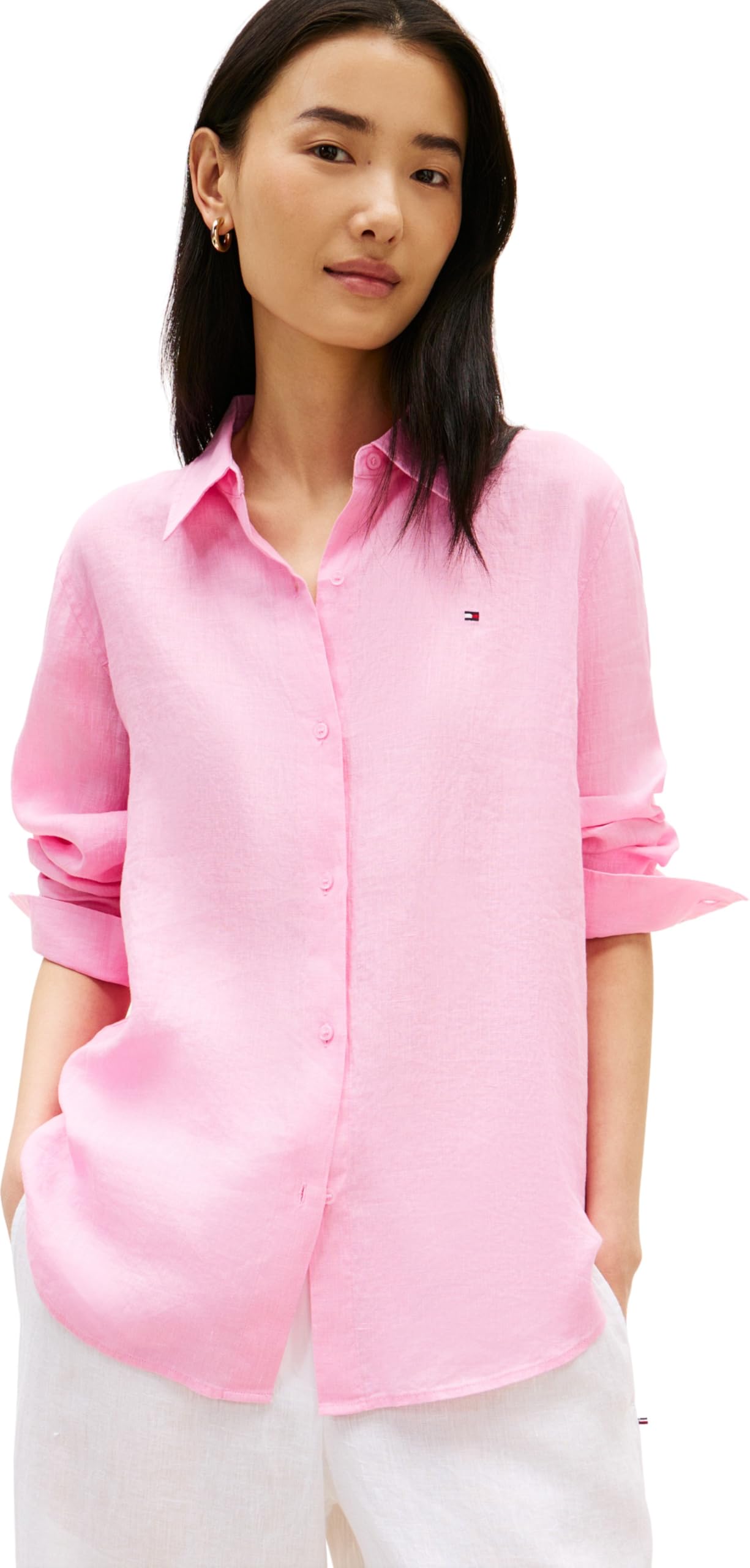 Tommy Hilfiger Ess Linen Relaxed Ls Shirt Ww0ww44679 Chemise L/S Femme (Lot de 1)