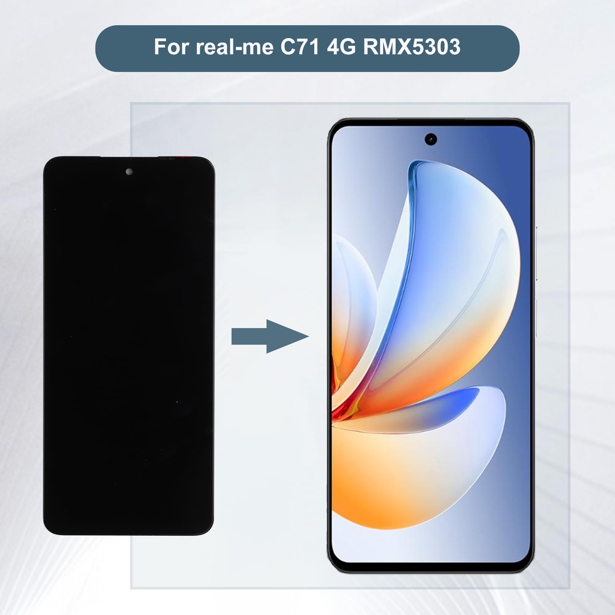 Nuovo display di ricambio compatibile con Realme C71 4G RMX5303 6.67" LCD Display Touch Screen Assembly with Tools