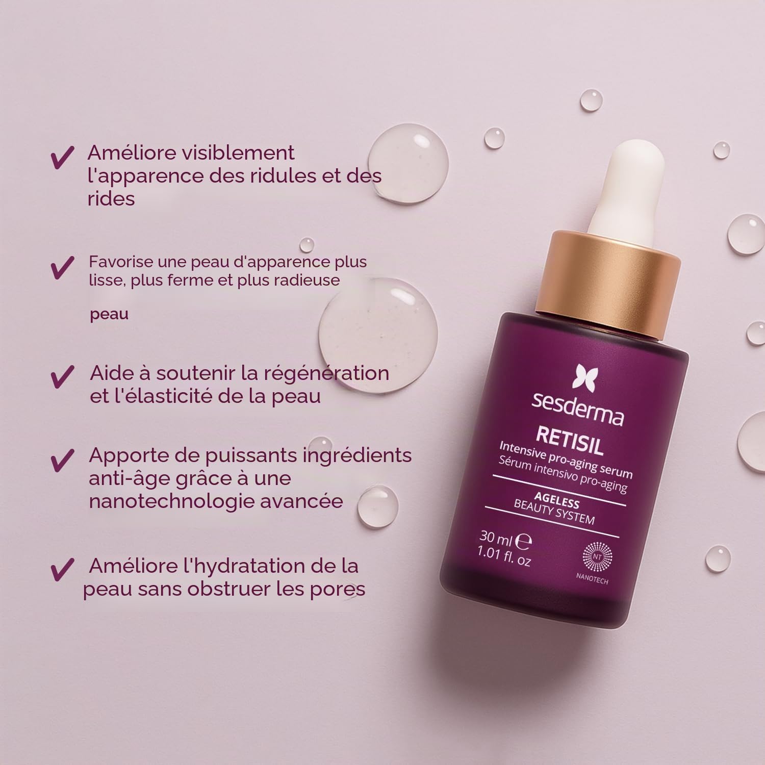 Sesderma Retisil Sérum professionnel intensif 30 ml | Raffermit et réduit les rides, pour peaux matures