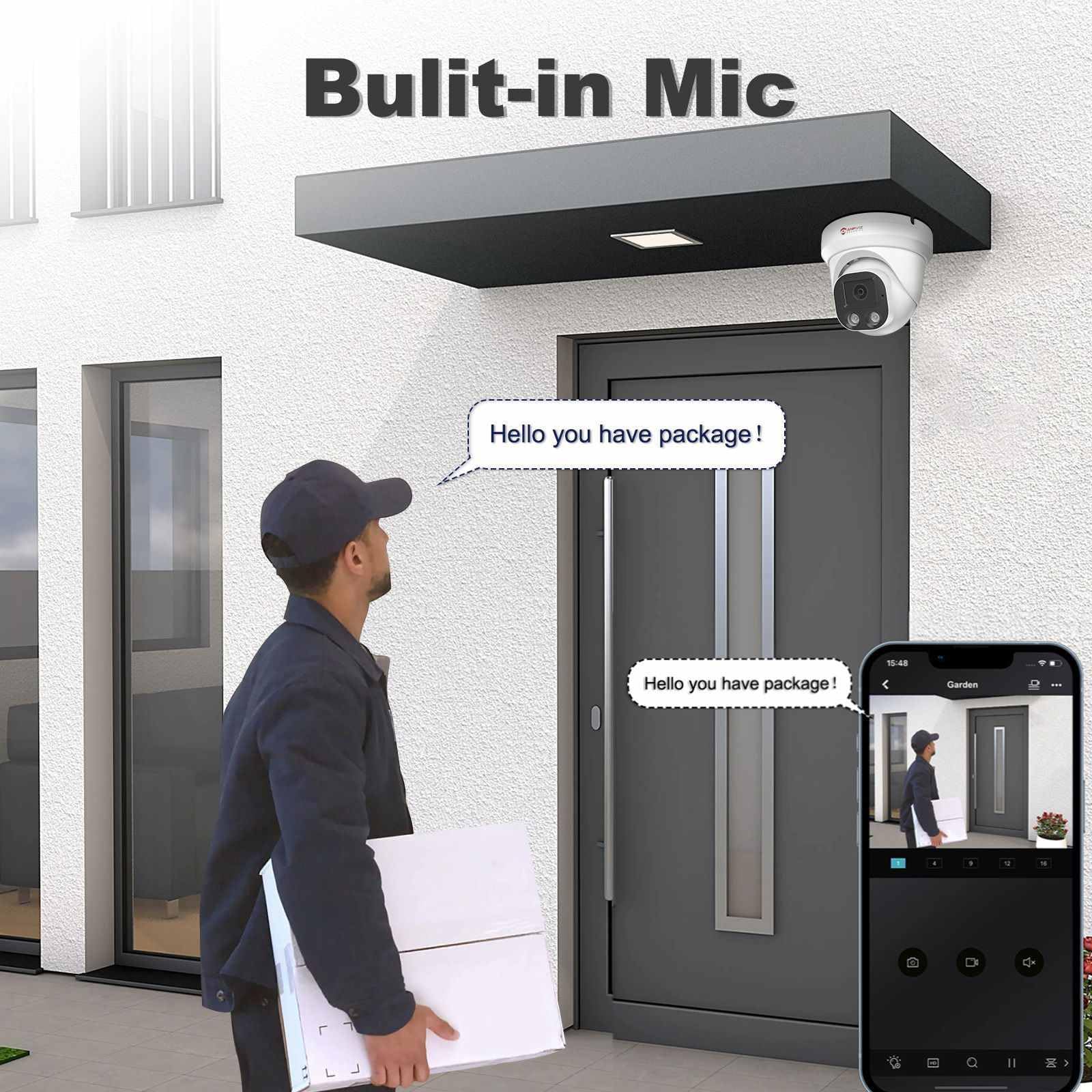 Anpviz 4K 8MP PoE IP Kamera Outdoor, Dome Überwachungskamera Aussen | Personen/Autoerkennung, Intelligente IR und Farbige Nachtsicht, Mikrofon, 2.8 mm, Ganzmetall, Verdrahtet, Kein Netzteil, IP66