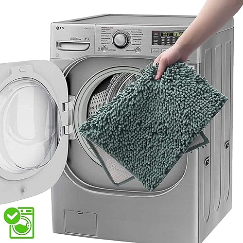 Miniatura 164 de Juego de 3 alfombras de baño extrasuaves y absorbentes, alfombras de baño de felpilla, alfombra de felpa antideslizante, juego de baño con alfombras