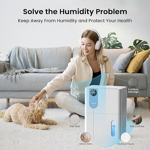 Miniatura 3 de Deshumidificador VEWIOR - Deshumidificadores de 152 onzas para el hogar, (900 pies cuadrados), deshumidificador silencioso para sótano con tanque de