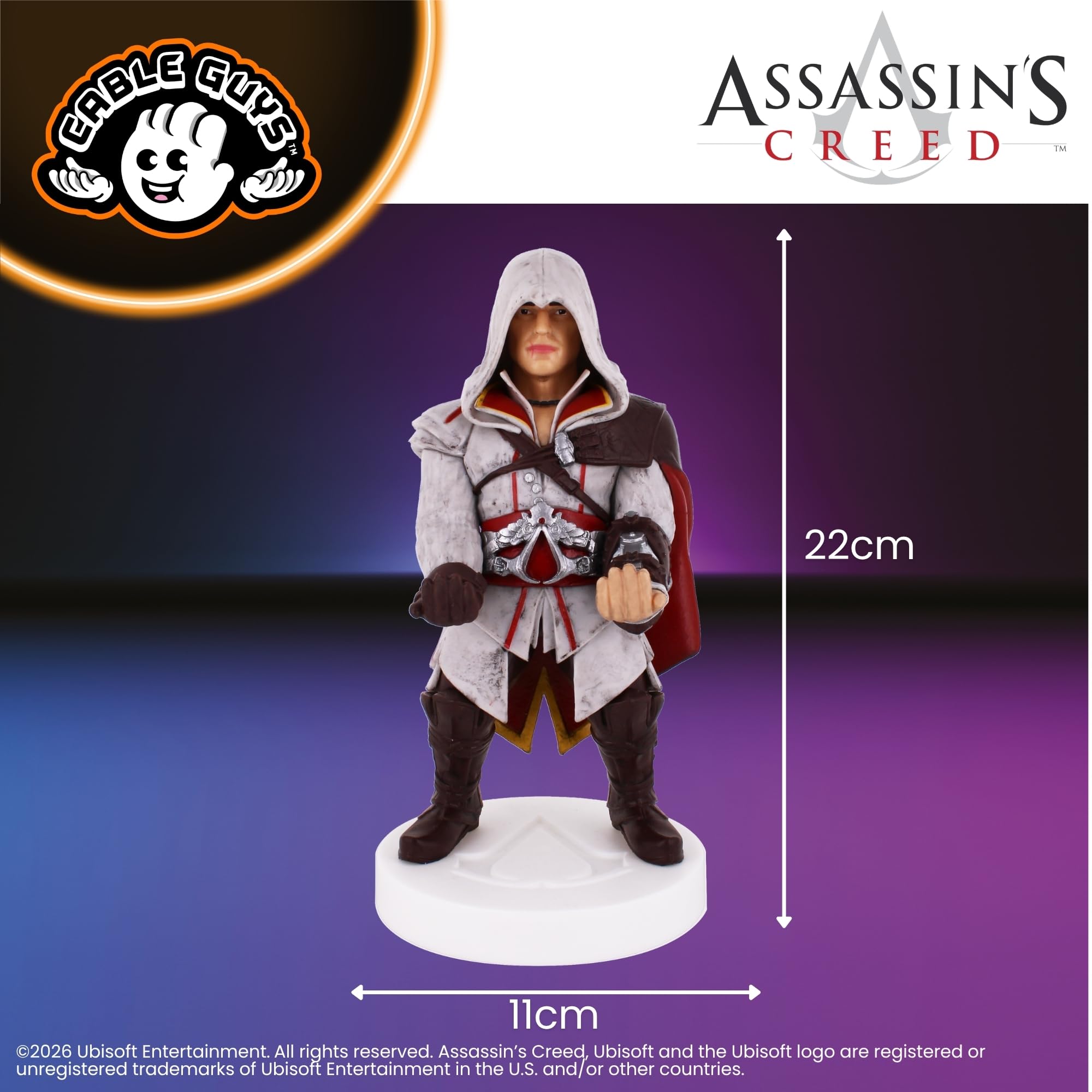 Cableguys Assassins Creed Ezio Support Manette et Porte Telephone - Gaming Accessoire et Figurine pour Bureau et Gamer Setup, Compatible avec Xbox, PlayStation et la Plupart des Manettes