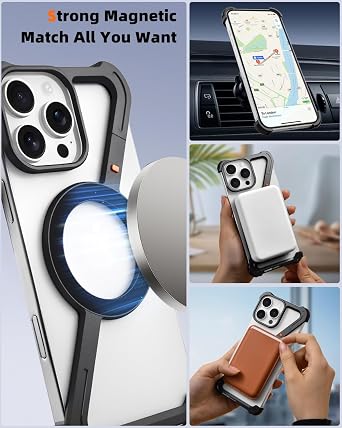 OATSBASF Minimalist Phone Case Compatible with iPhone 16 Pro Max 6.9, [Compatible with Magsafe] Aluminum Metal Frameless Design Bumper Z Case, Protective Shock Grade Shell, Black