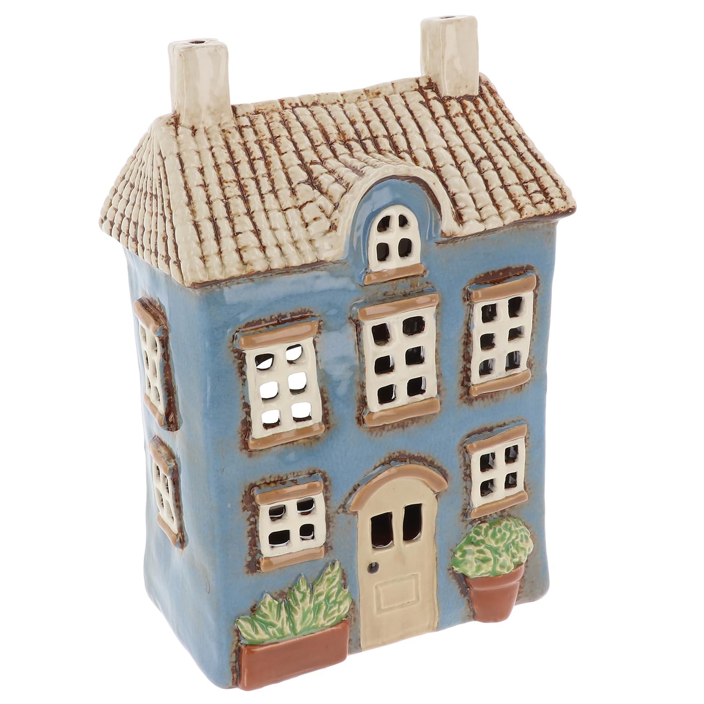 Village Pottery Large Blue Garden House Tealight Holder Boxed JD340294