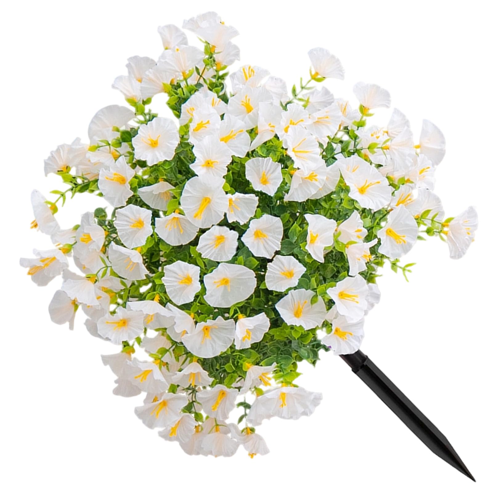 Msioytog Artificial Morning Glory Plant with Ground Stake Weather Resistant Realistic Flower for Garden Patio Front Porch Fraudulent Morningglory Flower with Stake