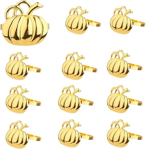 AIEX 12 servilletas de calabaza, servilleta de calabaza, servilleta dorada, a granel para Acción de Gracias, Halloween, cenas, suministros