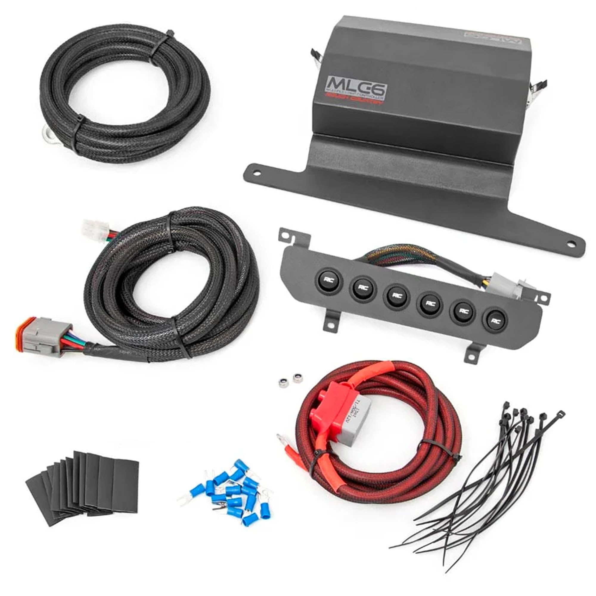 Rough Country 6 Gang Lower Dash Switch Panel & Relay System - MLC-6 Light & Accessory Controller for Jeep Wrangler JL/Gladiator JT (2018-2026)