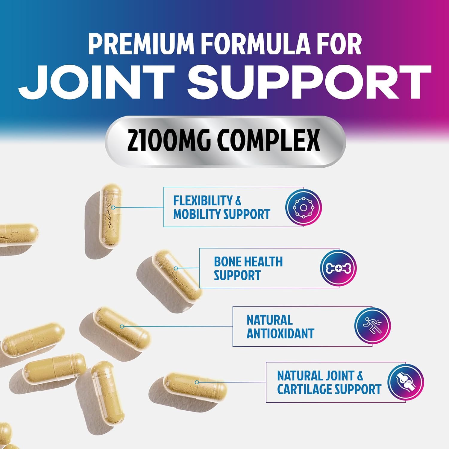 Glucosamine Chondroitin MSM 2100mg - 3X Strength Joint Support Supplement with Glucosamine Sulfate, Turmeric, Boswellia, Quercetin for Cartilage, Flexibility & Mobility, Bottled in USA, 240 Capsules - Image 5