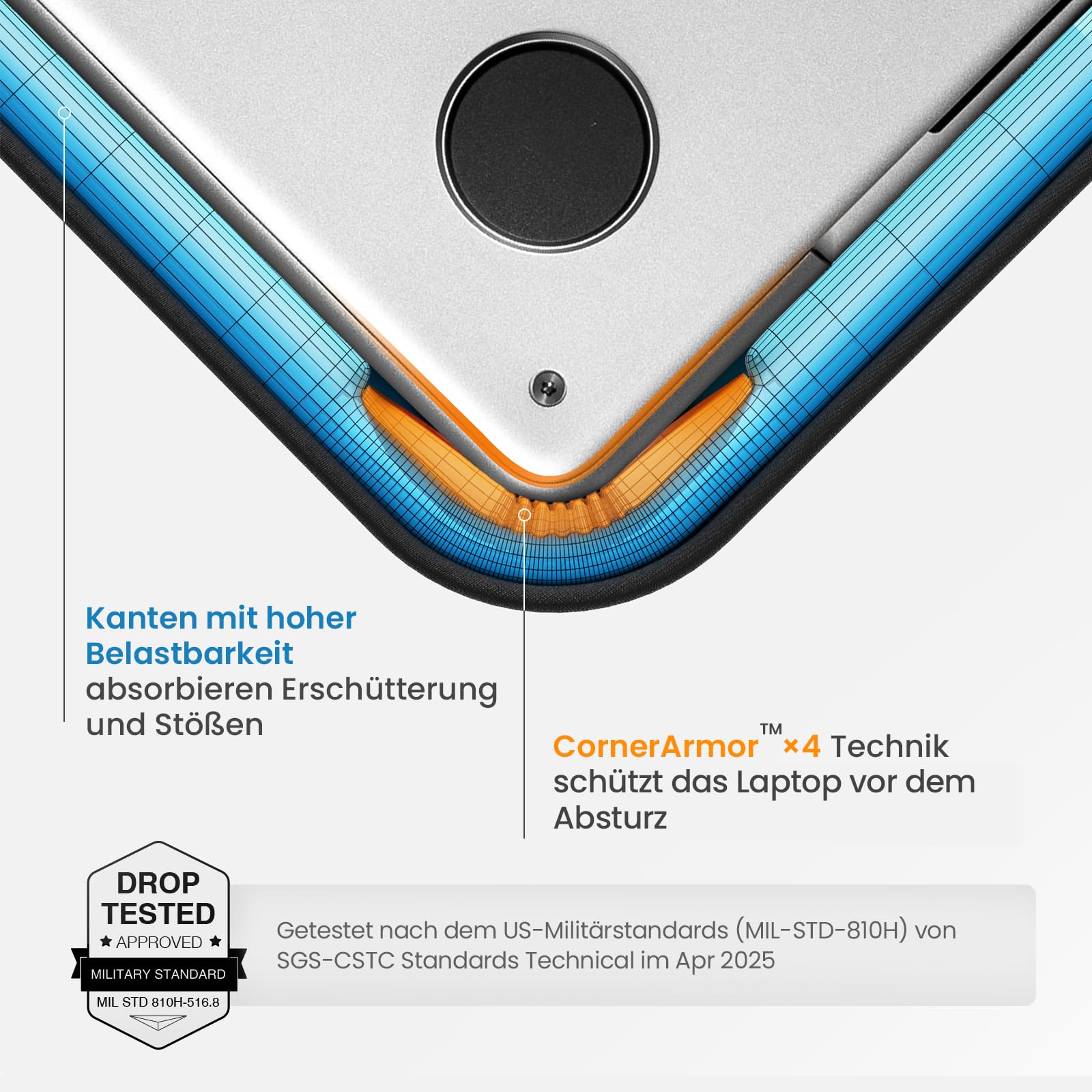 tomtoc Laptoptasche 15/15,6/16 Zoll Notebooktasche mit 360° Schütz Umhängetasche, Laptoptasche 16 zoll Wasserabweisend Schutzhülle Kompatibel mit Acer, ASUS, Dell, HP, Lenovo, Chromebook & MacBook