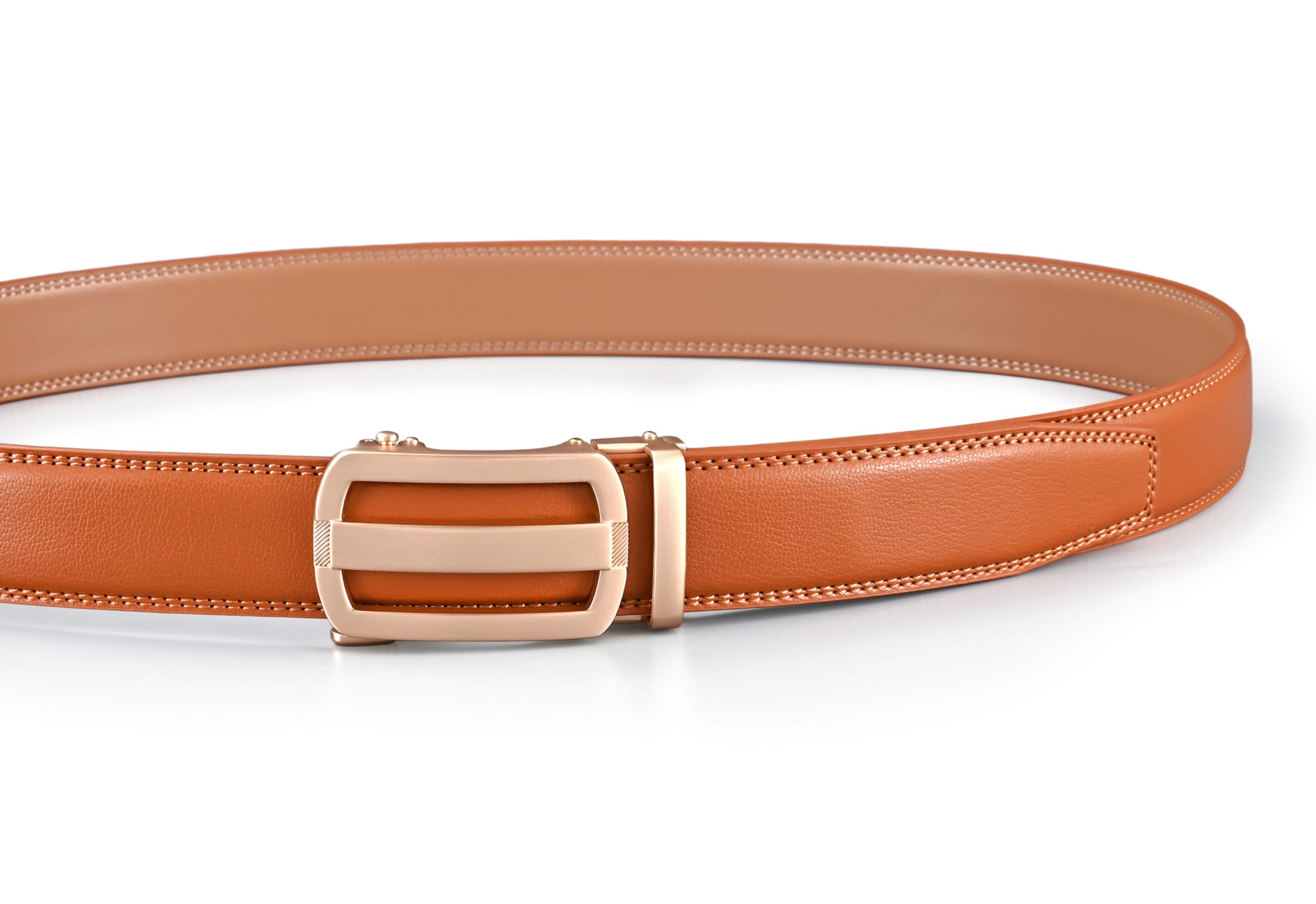 guvoosm Mens Belt,Ratchet Dress Adjustable Belts with Automatic Buckle -Trim to fit-35cm wide-2018-Tan-110