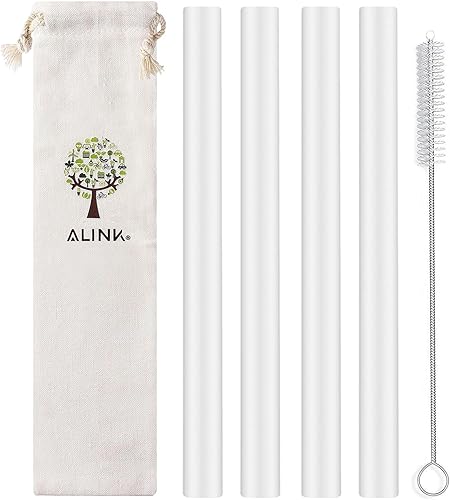 Miniatura 8 de ALINK Pajitas Boba reutilizables de silicona negra, paquete de 4 popotes extra anchos para té de burbujas, batidos, perlas de tapioca con cepillo de