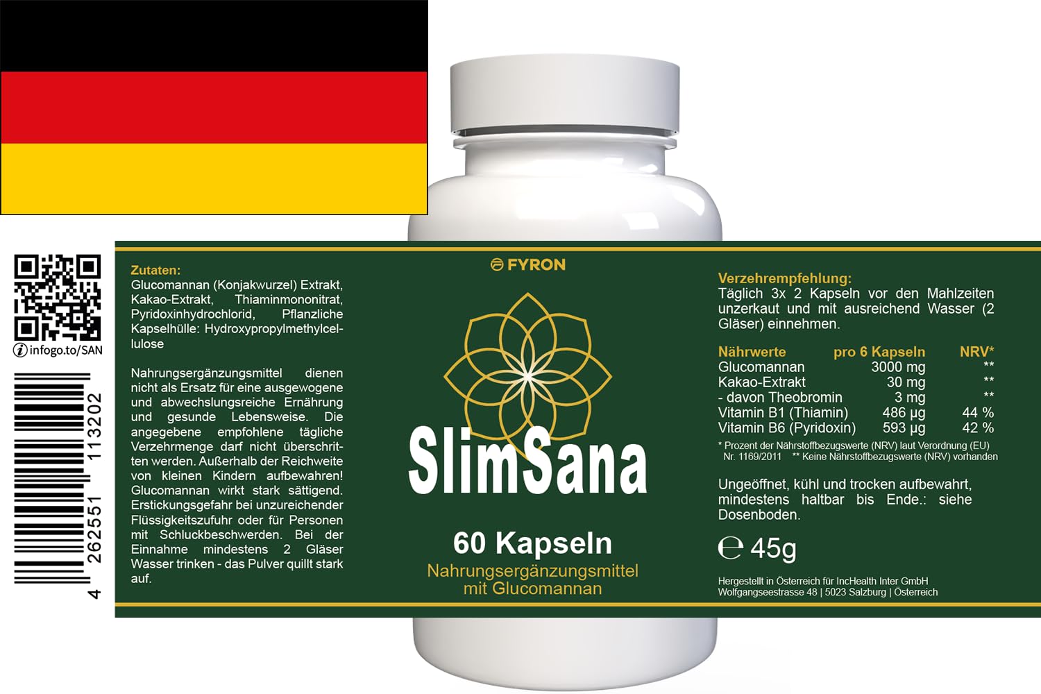 SlimSana - 300 Kapseln (5x 60 Kapseln), 5er Pack