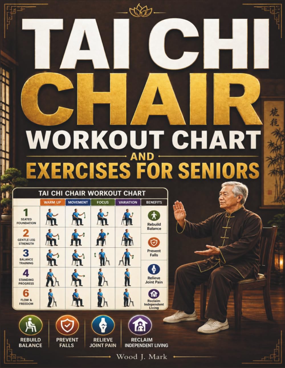 Tai Chi Chair Workout Chart And Exercises for Seniors: The Illustrated Reference Chart & 28-Day Seated Program to Rebuild Balance, Prevent Falls, Relieve Joint Pain, and Reclaim Independent Living