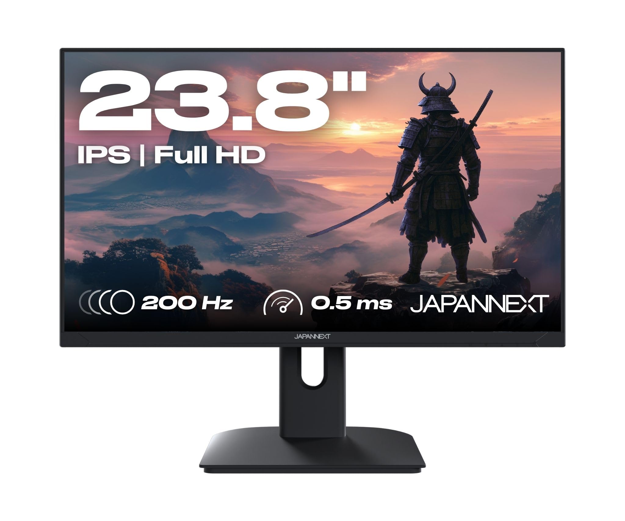 JAPANNEXT Wyświetlacz PC Gamer 23,8" IPS FullHD (1920 x 1080) 200 Hz 0,5 ms | Regulowana wysokość i nachylenie Wbudowane głośniki | G-Sync/FreeSync | JN-I238FHD200F