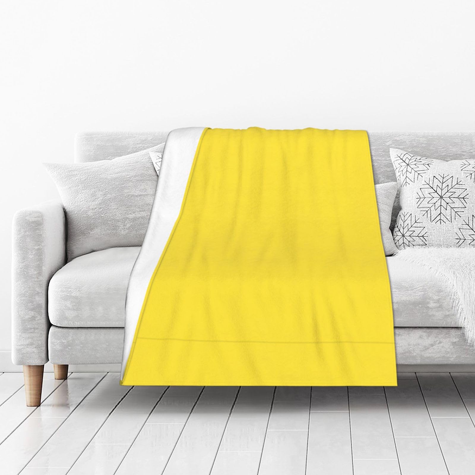 DUYIOKH Yellow Print Thick Throw Blanket, Blanket for Couch Bed Warm Travel Blanket for Camping Movie Night