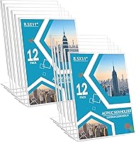 Vista 10 de Paquete de 12 soportes acrílicos horizontales de acrílico de 8.5 x 11 pulgadas para exhibición de plexiglás acrílico transparente para marcos