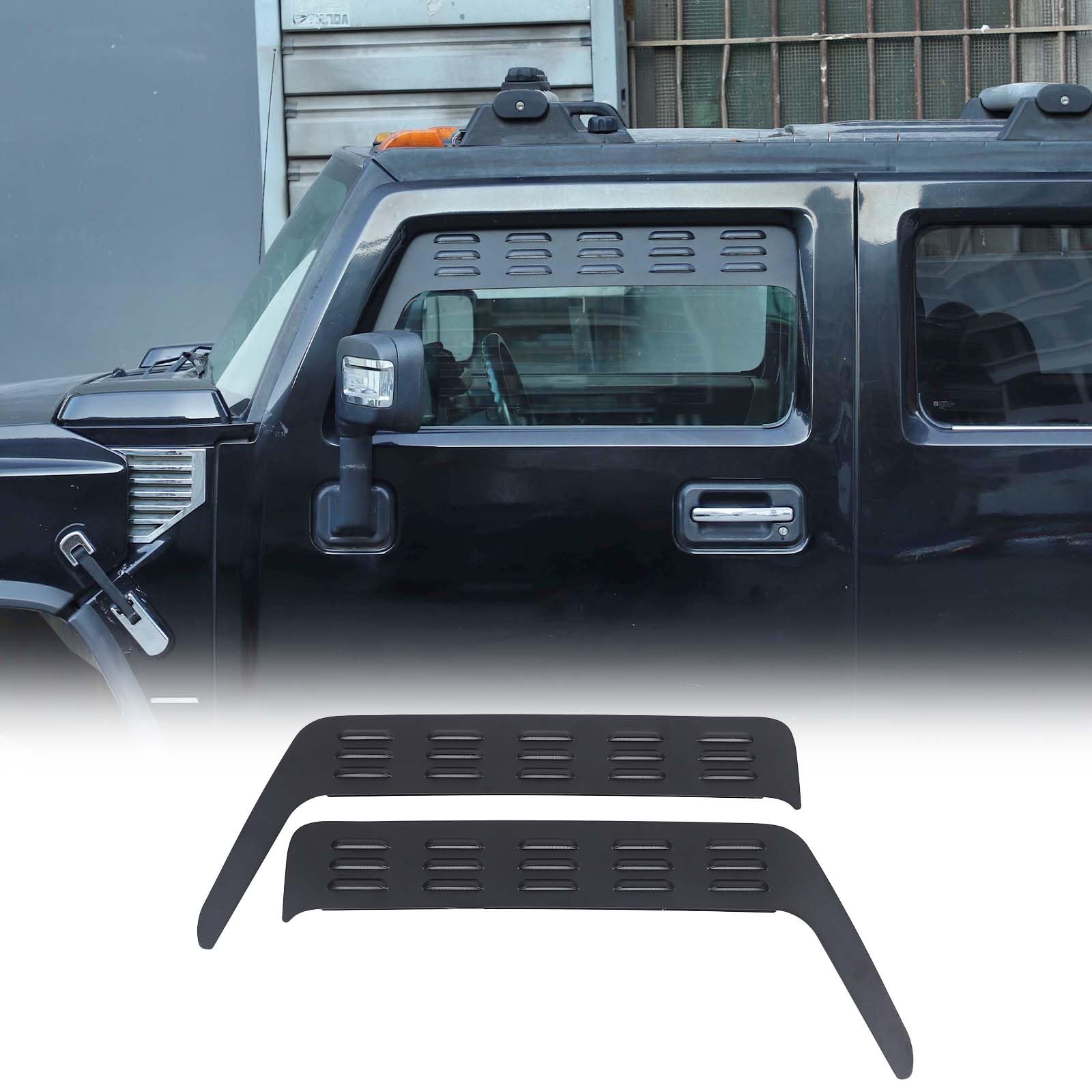 Fgtagtal Window Air Vent Compatible with Hummer H2 2003-2009, Aluminum Front Window Louvers Air Vent Cover, Front Window Air Vent Shades Cover Trim Accessories, 2PCS