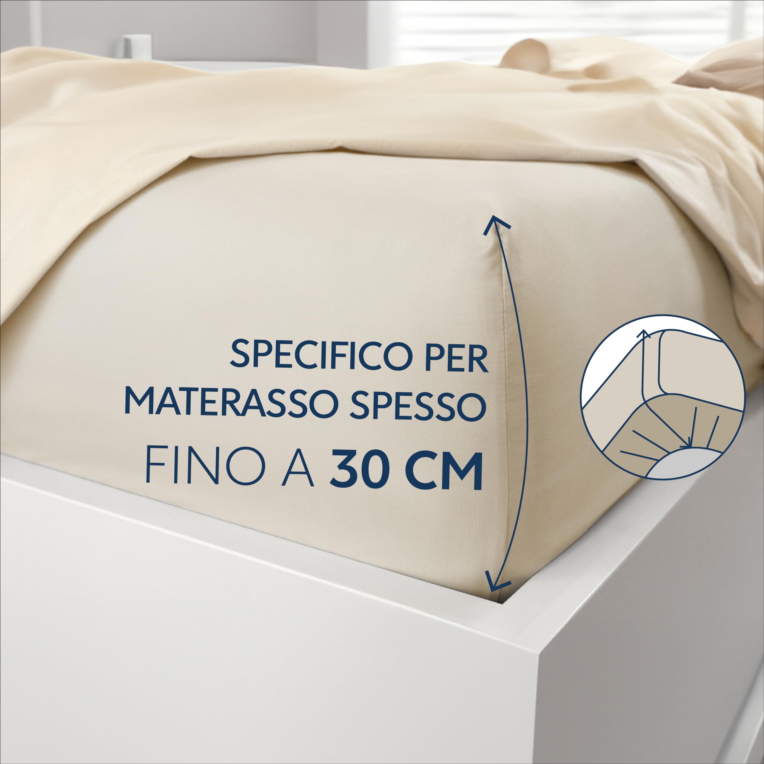 Dreamzie Lenzuolo con Angoli Piazza e Mezza 100x200 cm - Altezza fino a 35 cm - 100% Microfibra - Beige Certificato senza Prodotti Chimici (Oeko TEX), Lenzuola Letto con Angoli ed Elastico