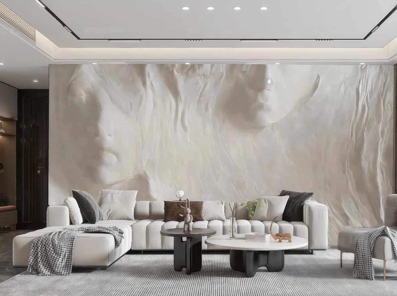 Art plâtre blanc papier peint moderne design relief trompe l'œil 350x245cm