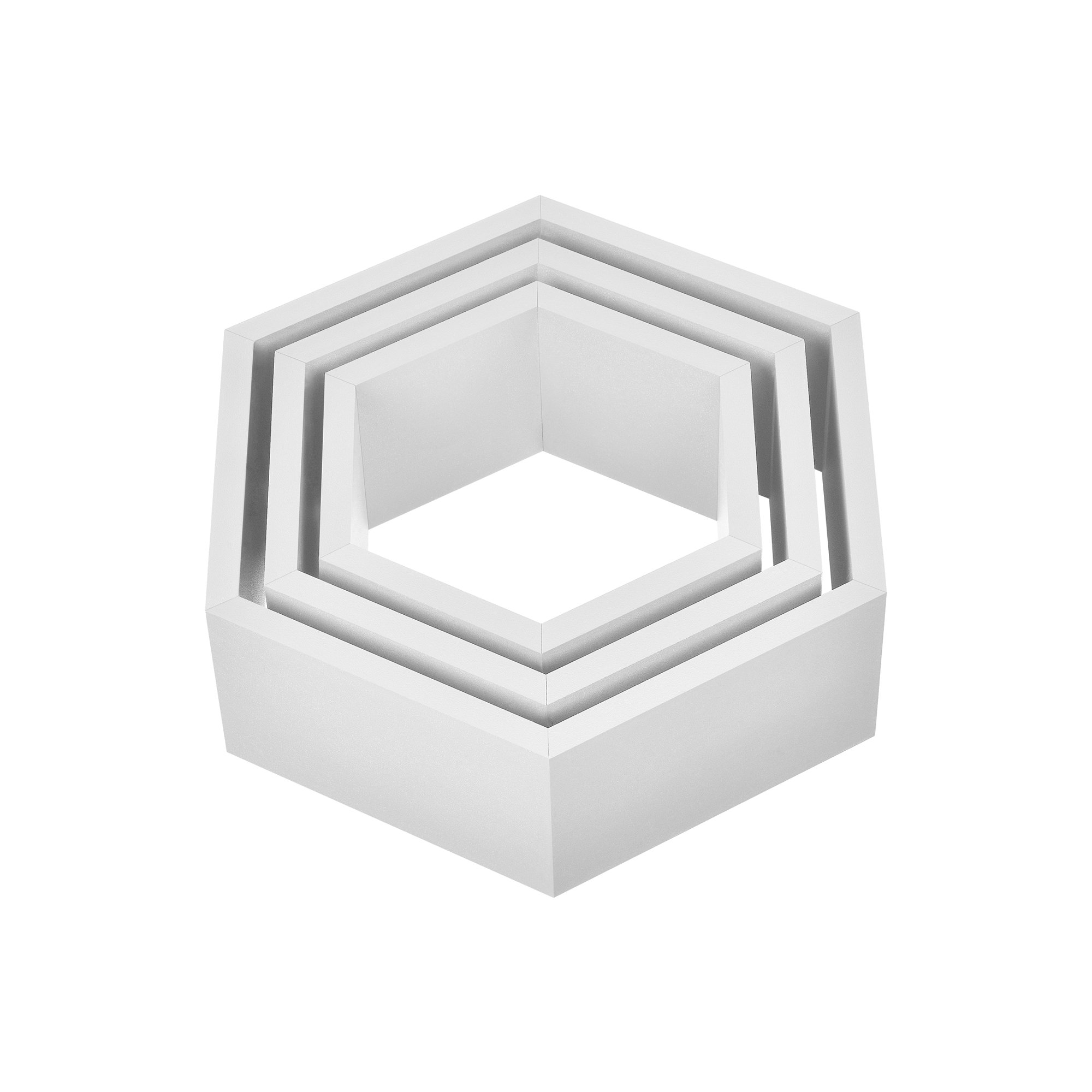 [en.casa] Set 3 Mensole Esagonali da Parete in MDF Laccato Opaco Scaffali Decorativi da Muro Portata 15 kg Design a Nido d’Ape - Bianco