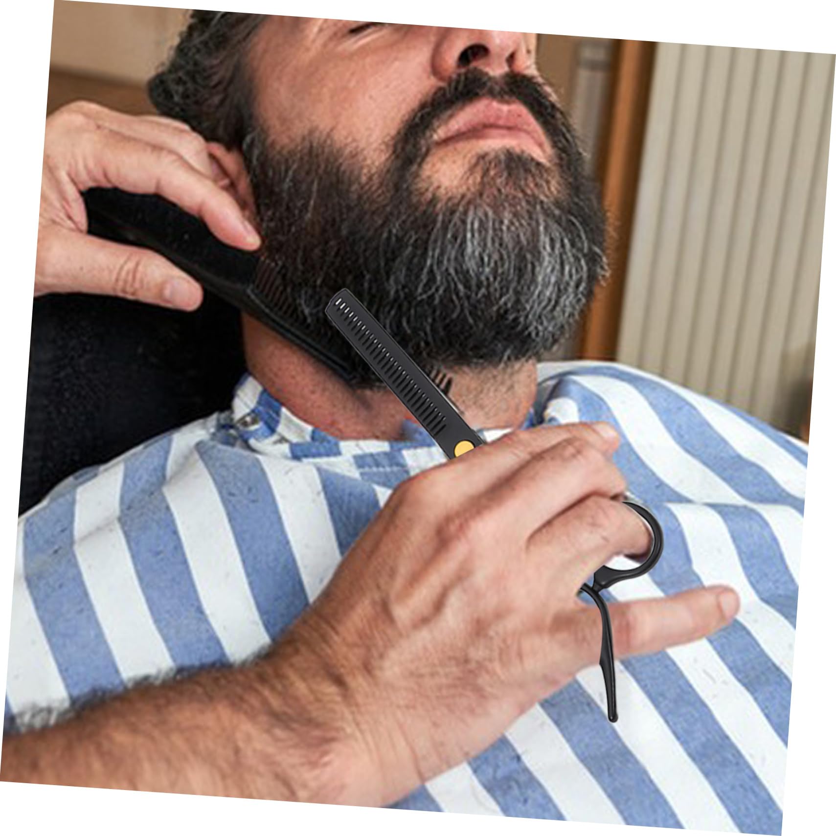 SHERCHPRY Tijeras para Peluquería Profesional en Acero Inoxidable Negro, Set de 1 para Crear Flequillo Natural Enredos, Ideales para Estilistas y Uso en Casa